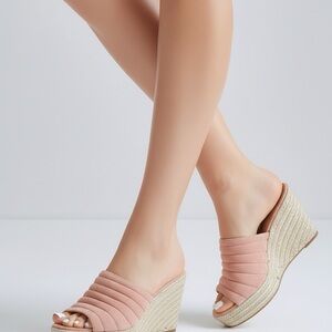 Lisa Vicky Gogo Wedge Sandals Womens 7.5 M Canyon Sun Suede Slip On Comfort New